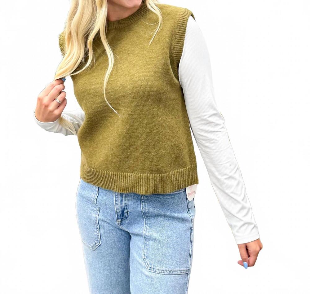 NEW WISHLIST knit sweater vest in olive